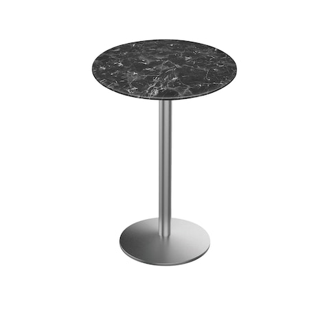 36 Tall OD214 St Steel Table Base W22 Dia Foot And 36 Dia Black Marble Top,IndoorOutdoor